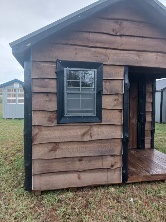 24OH471 10x16 Live Edge Cabin w/ Corner Porch Par