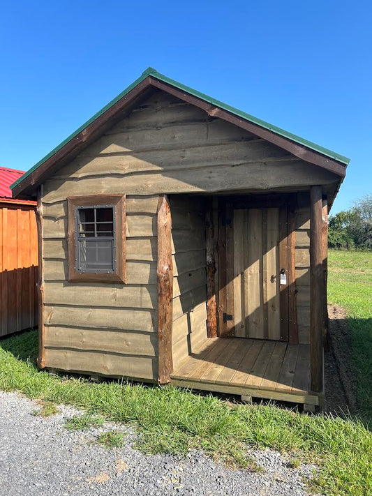 10x16 Live Edge Cabin w/ stoop 24OH457 Horn